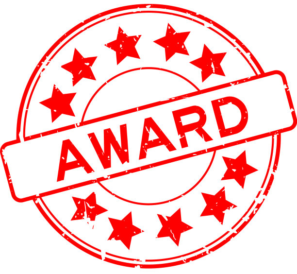 Grunge红色奖字与明星图标圆形橡胶图片下载