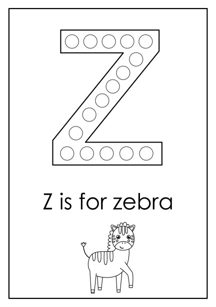 为孩子学习英文字母。字母z点标记活动。图片下载