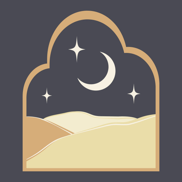 现代风格卡与复古波西米亚设计，月亮和沙漠。图片下载