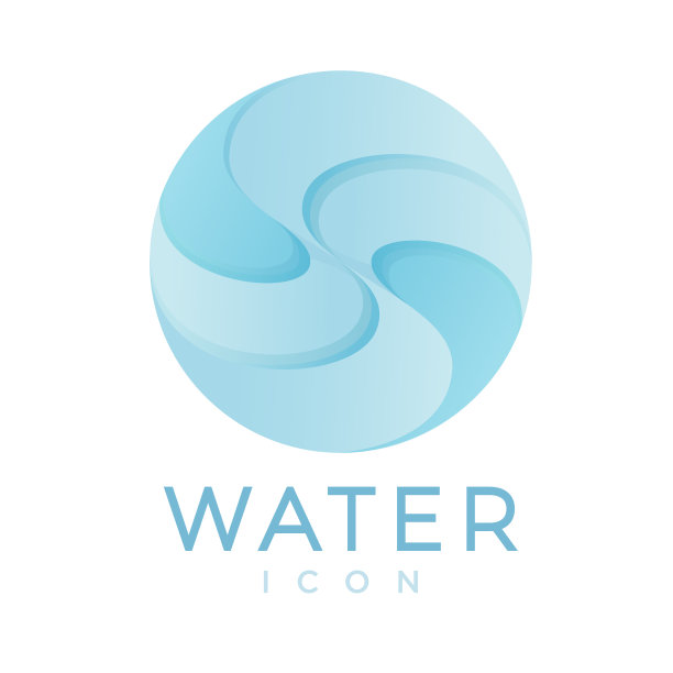 水图标。碧蓝碧蓝的圆带波浪。泳池和温泉标志。图片下载