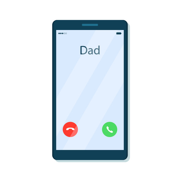 手机屏幕上老爸来电。矢量插图在平面卡通风格。图片下载