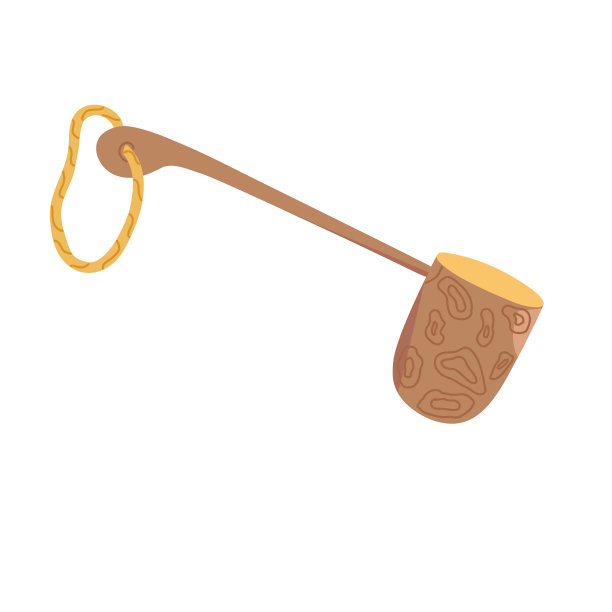 日式茶勺简约平式手绘矢量插画，传统竹制茶道厨房配件，环保禅意图片下载