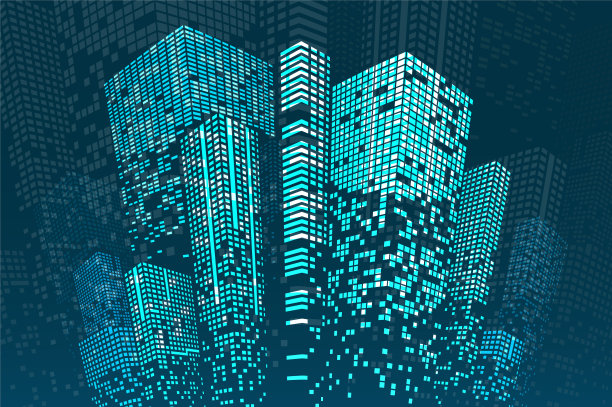 城市插画的智慧建筑概念设计素材图片