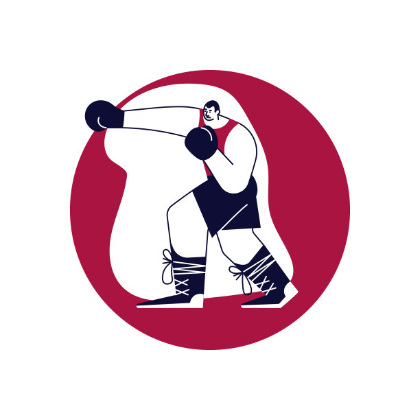 圆红色模板与拳击手在泽西图片下载