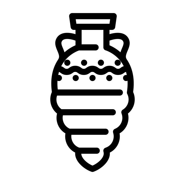 酒双耳罐线图标矢量插图图片下载