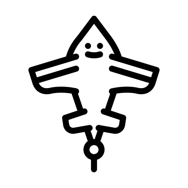 飞机形状风筝线图标矢量插图图片下载