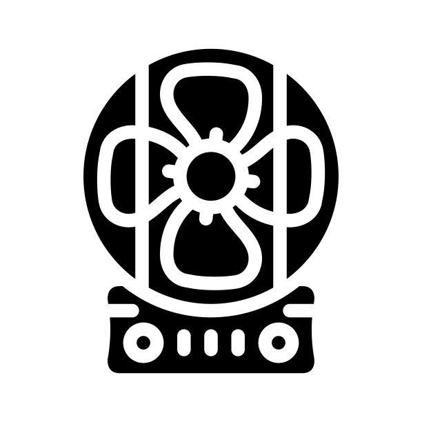 风扇电子设备字形图标矢量插图图片下载