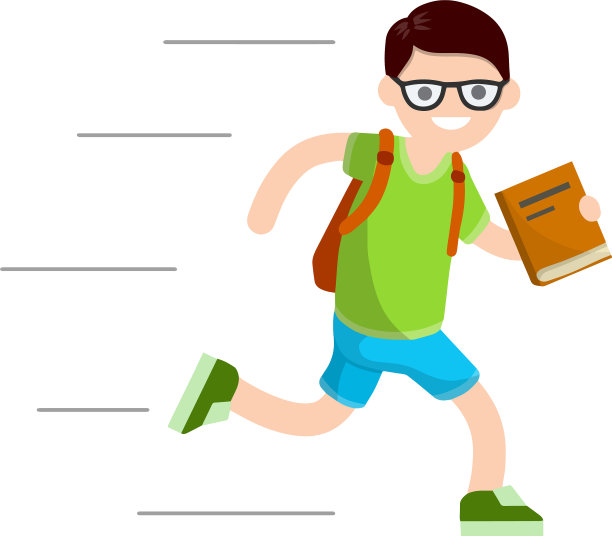 男孩和读书的学生一起跑步去上学图片下载