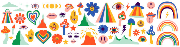 集嬉皮士复古酷炫迷幻元素于一身图片下载