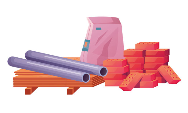 建筑材料隔离集集。矢量平面卡通设计元素插图图片下载