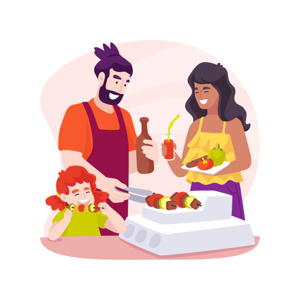 素食烧烤孤立的卡通矢量插图。图片下载