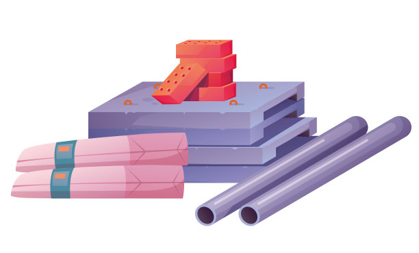 建筑材料隔离集集。矢量平面卡通设计元素插图图片下载