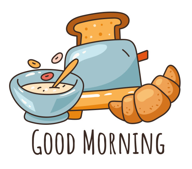 早餐食品餐线艺术概念。矢量平面设计插图图片下载