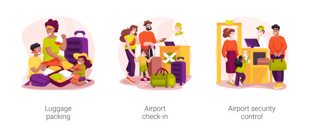 去度假孤立的卡通矢量插图集图片下载