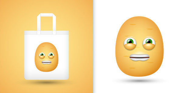 土豆白色手提袋。向量图片下载