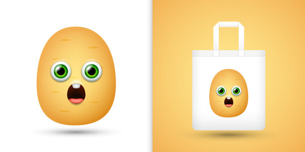 土豆白色手提袋。向量图片下载