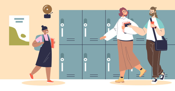 高中走廊内部有小学生或图片下载