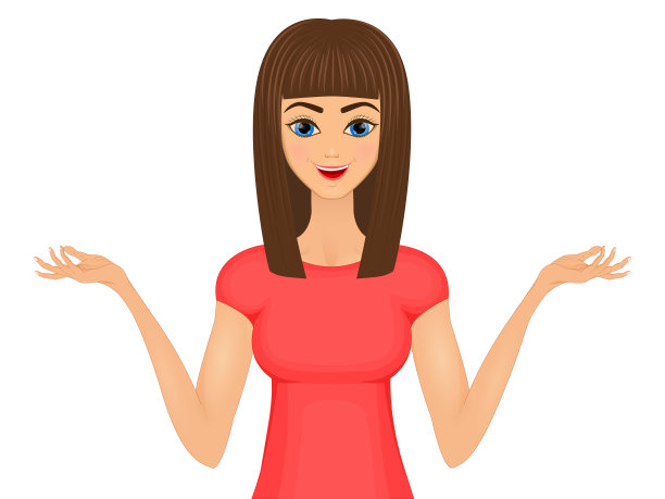 一个微笑的女人讲述并展示了这个故事。卡通风格。矢量插图。图片下载