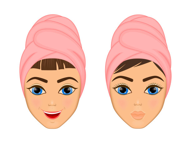 女孩关心和保护她的脸与各种行动，面部，治疗，美容，健康，卫生，生活方式，设置，在一条毛巾，黄瓜图片下载