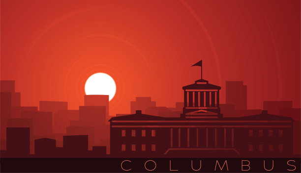 哥伦布低太阳天际线场景图片下载