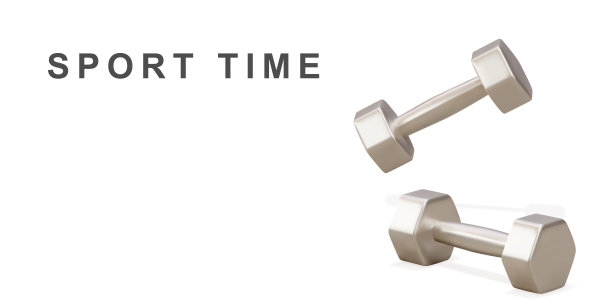 3d两个黄金哑铃-运动时间概念。矢量插图。图片下载