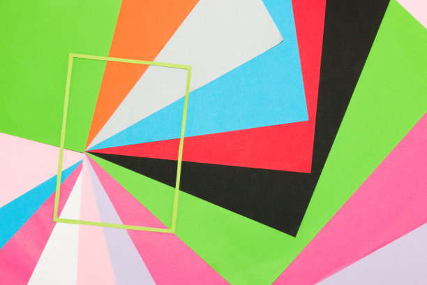 彩色抽象艺术壁纸，绿色边框左侧背景作为复制空间、营销、产品空间，彩色极简主义，艺术墙图片下载