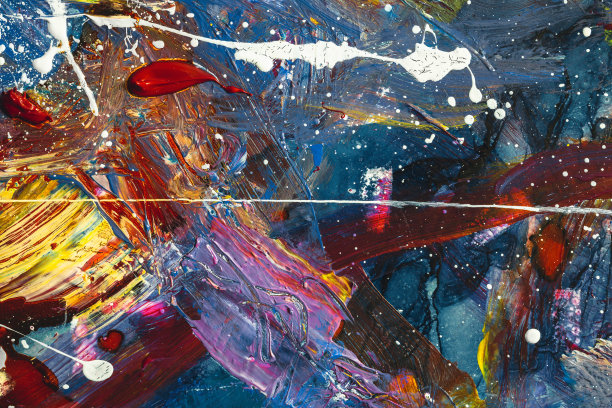彩色抽象画背景。油漆。厚重的油漆质感，现代艺术。当代艺术。油彩斑点。笔触的油漆。图片下载