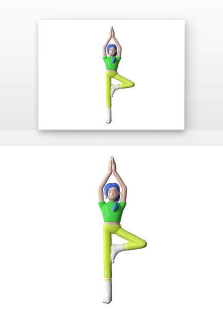 C4D瑜伽站立健身人物3d渲染元素图片下载