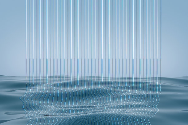 蓝色水面背景上的玻璃讲台。图片下载