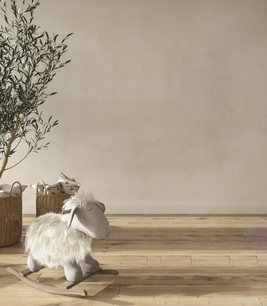 儿童房女孩室内斯堪的纳维亚风格与天然木制家具3d渲染插图图片下载