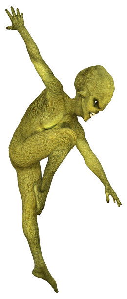 3D渲染绿色外星人在白色图片下载