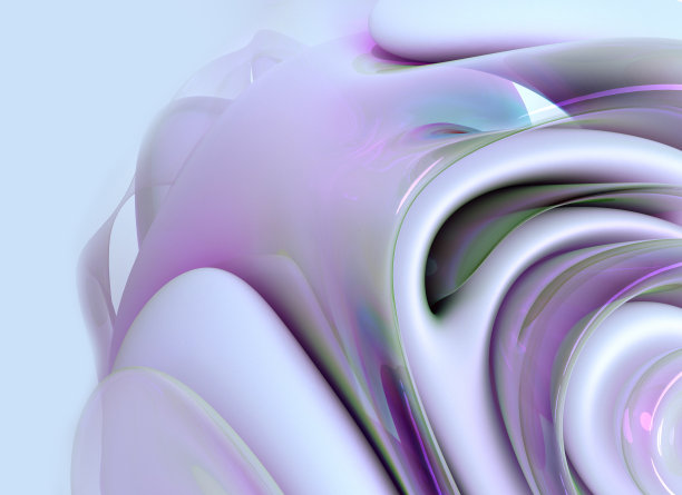 3d渲染抽象艺术3d背景与部分超现实异域花卉雕塑有机曲线波浪式优雅的圆形线条形成在光滑的塑料材料与陶瓷部分在紫色渐变色图片下载