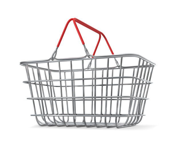 白色背景下的空篮子特写镜头图片下载