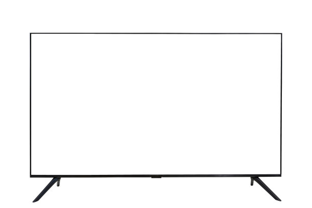 白色平板电视孤立在白色背景。智能电视特写图片下载