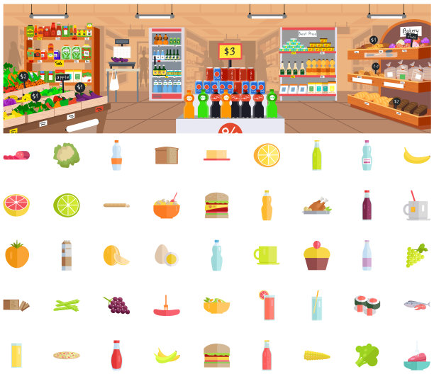 超市内饰与杂货店不同图片下载