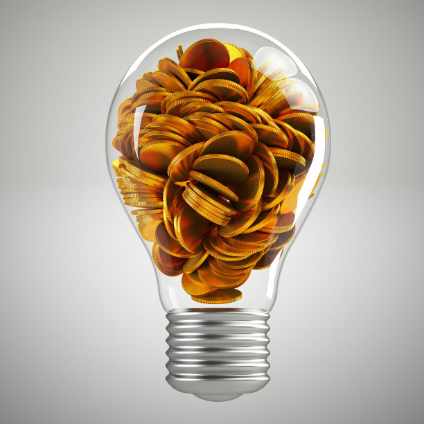 商业理念概念灯泡装满了金币图片下载