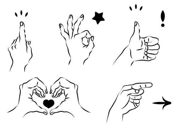 这是一个简单的黑白线条画插图的手势。图片下载