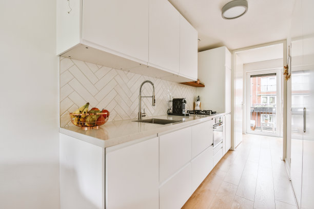 厨房配有现代家具和电器图片下载