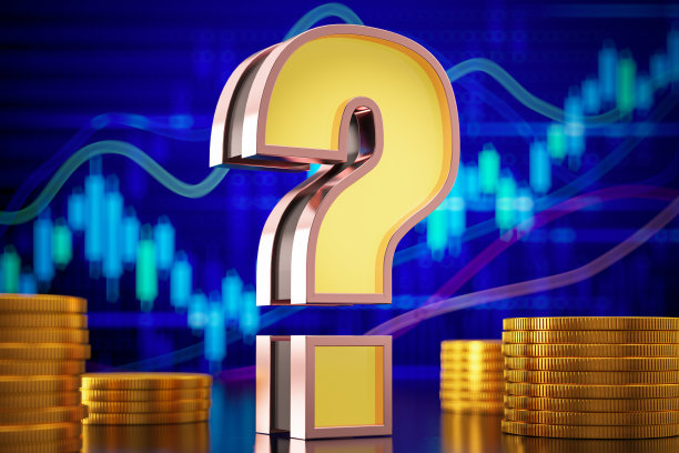 问号与黄金硬币和金融图表作为背景图片下载