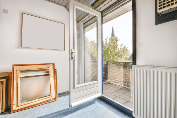 有后院门和油画的双重房间图片下载