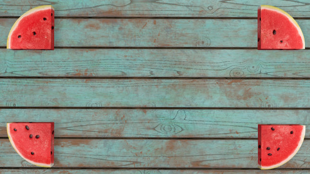 新鲜西瓜四分之一帧三维渲染。图片下载