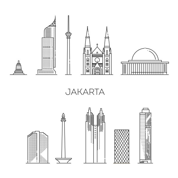 雅加达街道上的历史建筑轮廓分明图片下载