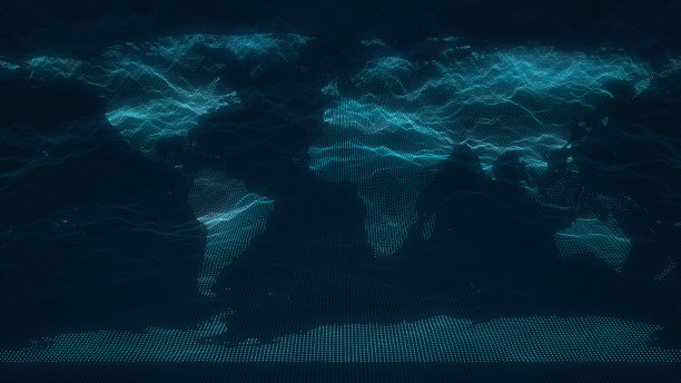 数字网络粒子世界图海浪流技术点背景图片下载