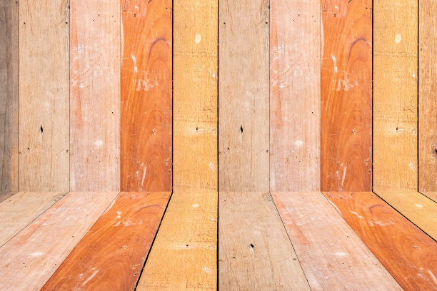 空木板、墙壁透视、地板、房间室内背景图片下载