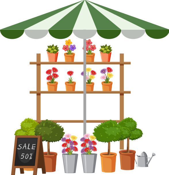 跳蚤市场概念与植物商店图片下载
