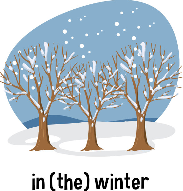 冬季场景的英语时间介词图片下载