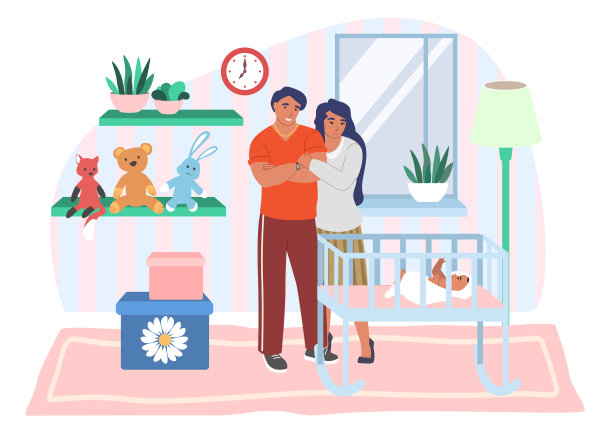 快乐的年轻父母看着宝宝图片下载