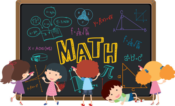 学生在黑板前写满了数学图片下载