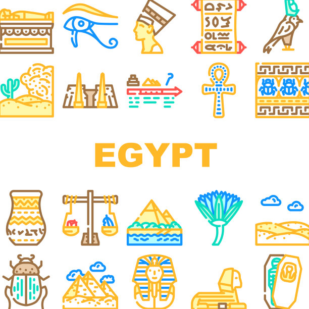 埃及文明景观图标集图片下载