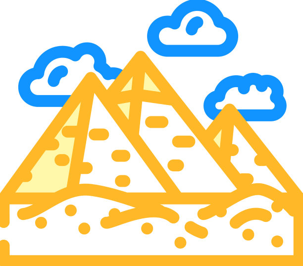 金字塔建筑彩色图标图片下载